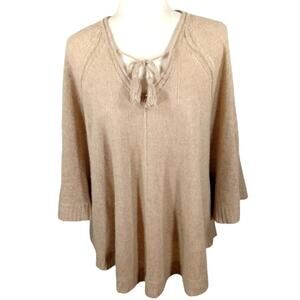 Calypso St. Barth Boho Chic 100% Cashmere Poncho $250 size L    WF123